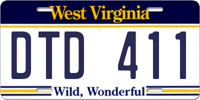 WV license plate DTD411