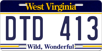 WV license plate DTD413