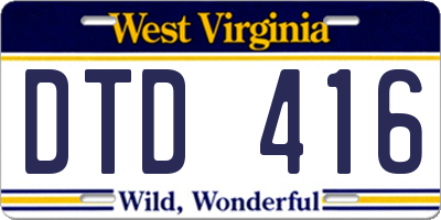 WV license plate DTD416