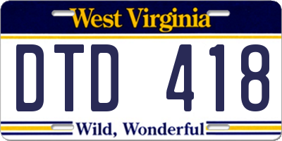 WV license plate DTD418