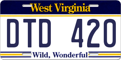 WV license plate DTD420