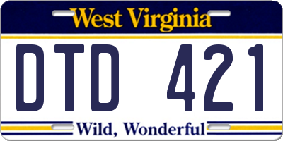 WV license plate DTD421