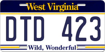 WV license plate DTD423