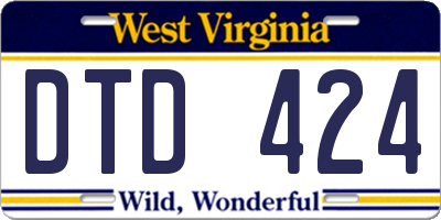 WV license plate DTD424