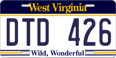 WV license plate DTD426