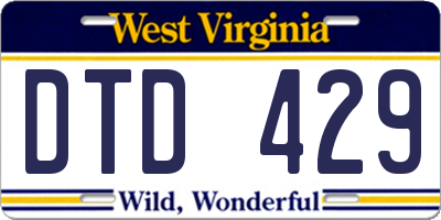 WV license plate DTD429