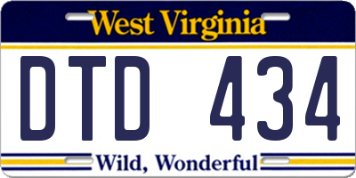 WV license plate DTD434