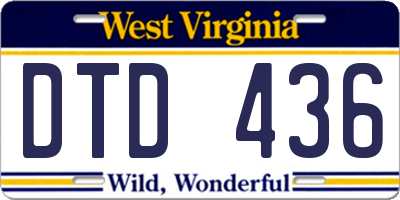 WV license plate DTD436