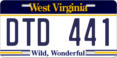 WV license plate DTD441