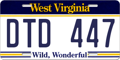 WV license plate DTD447
