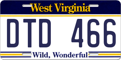 WV license plate DTD466