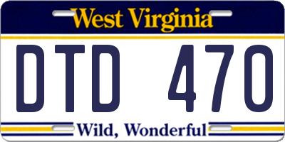 WV license plate DTD470