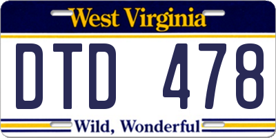 WV license plate DTD478