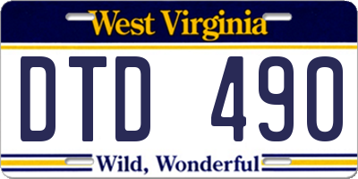 WV license plate DTD490