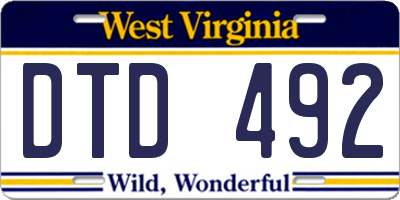 WV license plate DTD492