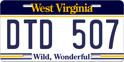 WV license plate DTD507