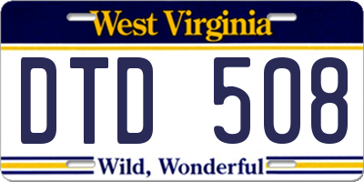 WV license plate DTD508