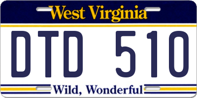 WV license plate DTD510