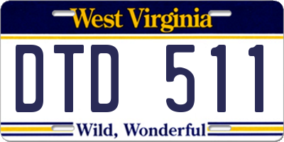 WV license plate DTD511