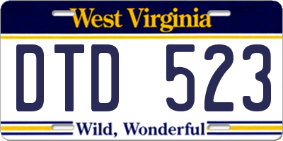 WV license plate DTD523