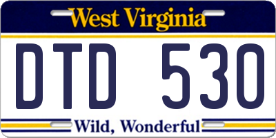 WV license plate DTD530