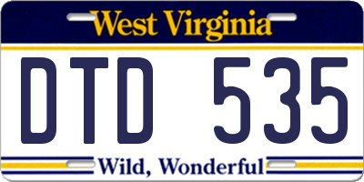 WV license plate DTD535