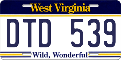 WV license plate DTD539