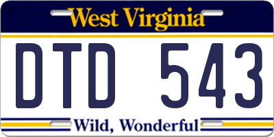 WV license plate DTD543