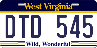 WV license plate DTD545