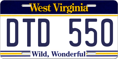 WV license plate DTD550