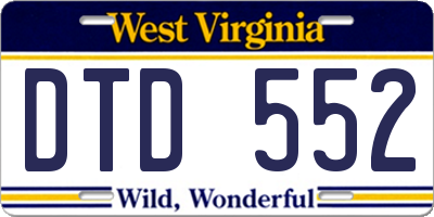 WV license plate DTD552