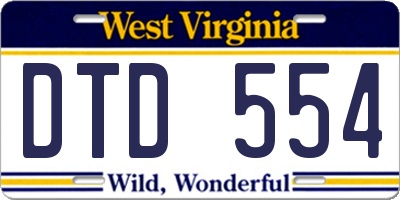 WV license plate DTD554