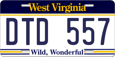 WV license plate DTD557