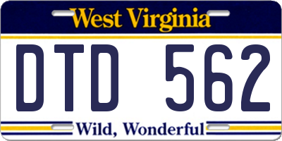 WV license plate DTD562