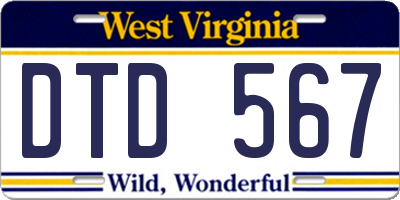 WV license plate DTD567
