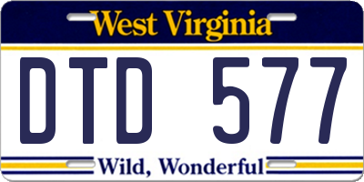 WV license plate DTD577