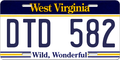 WV license plate DTD582