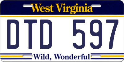 WV license plate DTD597