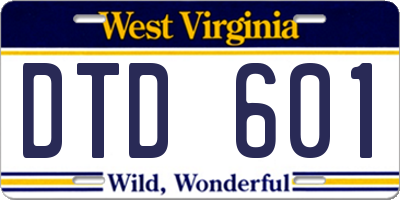 WV license plate DTD601