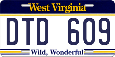 WV license plate DTD609
