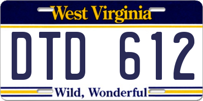 WV license plate DTD612