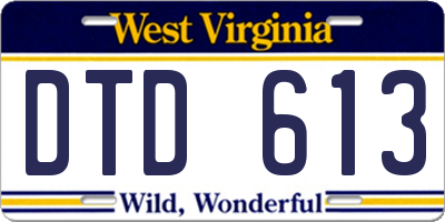 WV license plate DTD613