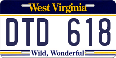 WV license plate DTD618