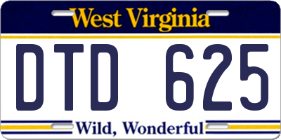 WV license plate DTD625