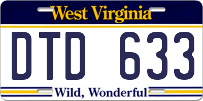 WV license plate DTD633
