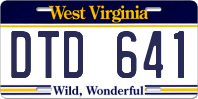 WV license plate DTD641