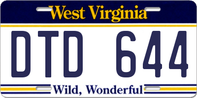 WV license plate DTD644