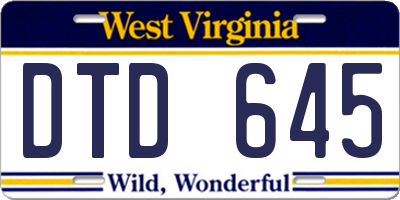 WV license plate DTD645