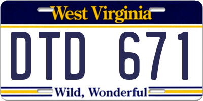 WV license plate DTD671