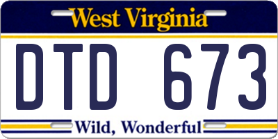 WV license plate DTD673